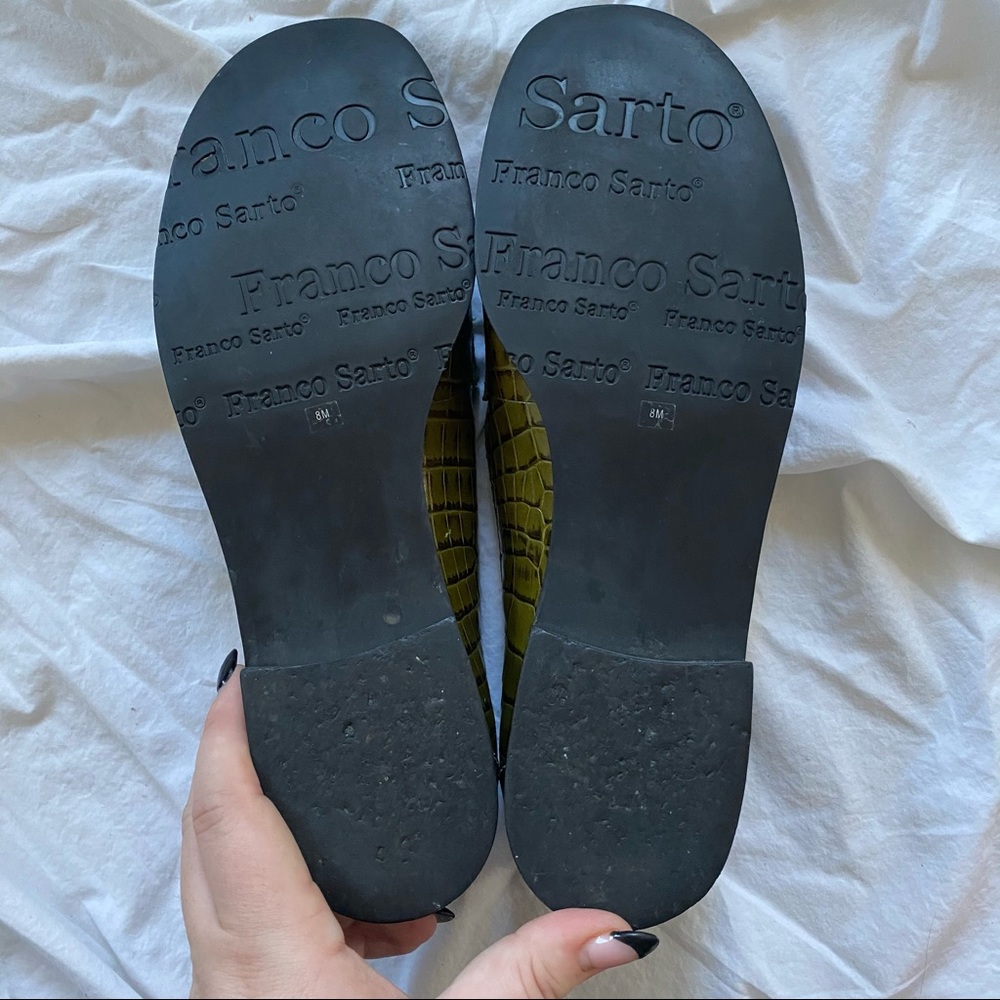 Franco Sarto Green Croc Leather Slip On Loafers - Picture 9 of 10